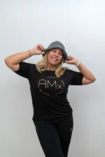 remera dama clasica en color negro con estampa amx